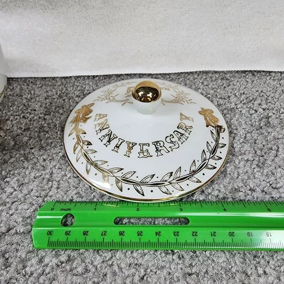 50th Anniversary Dish Trinket Box Candy Dish Lefton China Hand painted Japan - Picture 4 of 16